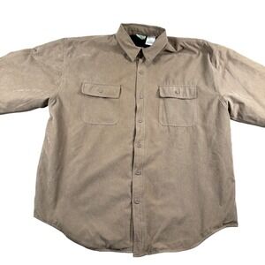 VTG Ozark Trail Fox Den Brown Button Up Shirt Solid Shacket Campcore Fleece‎ XL